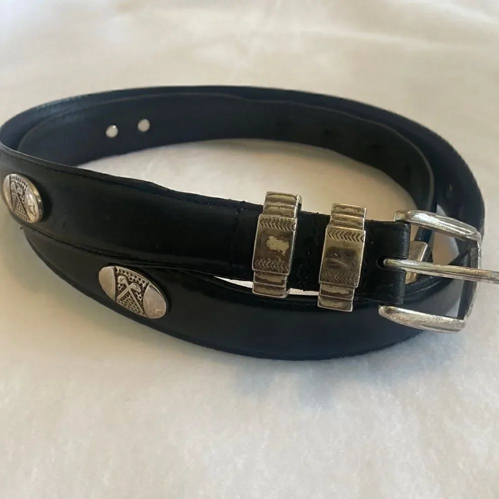AML 3000 Top Grain Oil Tan Leather Black Golf Belt 36